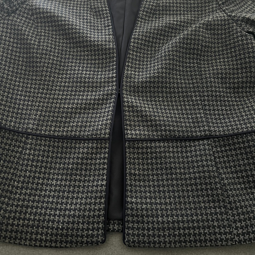 Talbots‎ 14P Petite Navy Gray Houndstooth Open Front Blazer Career Jacket - Picture 6 of 11